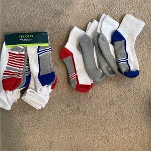 Tek Gear Kids' Socks - White, Red, Blue, Gray